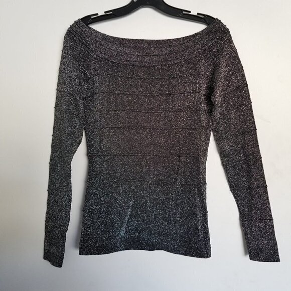 NEW Cache Metallic Textured Long Sleeve Top Blouse - Picture 3 of 8